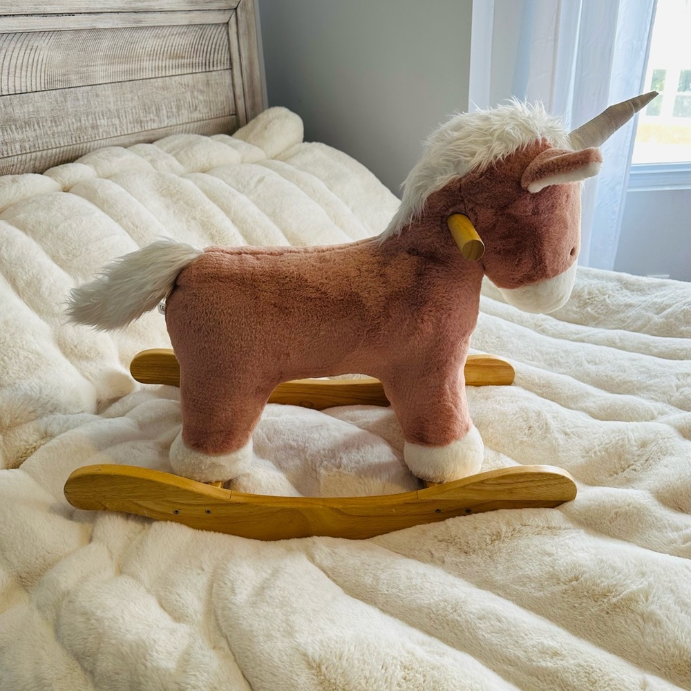 Pottery Barn Kids Brown and White Rocking Unicorn - Picture 5 of 7
